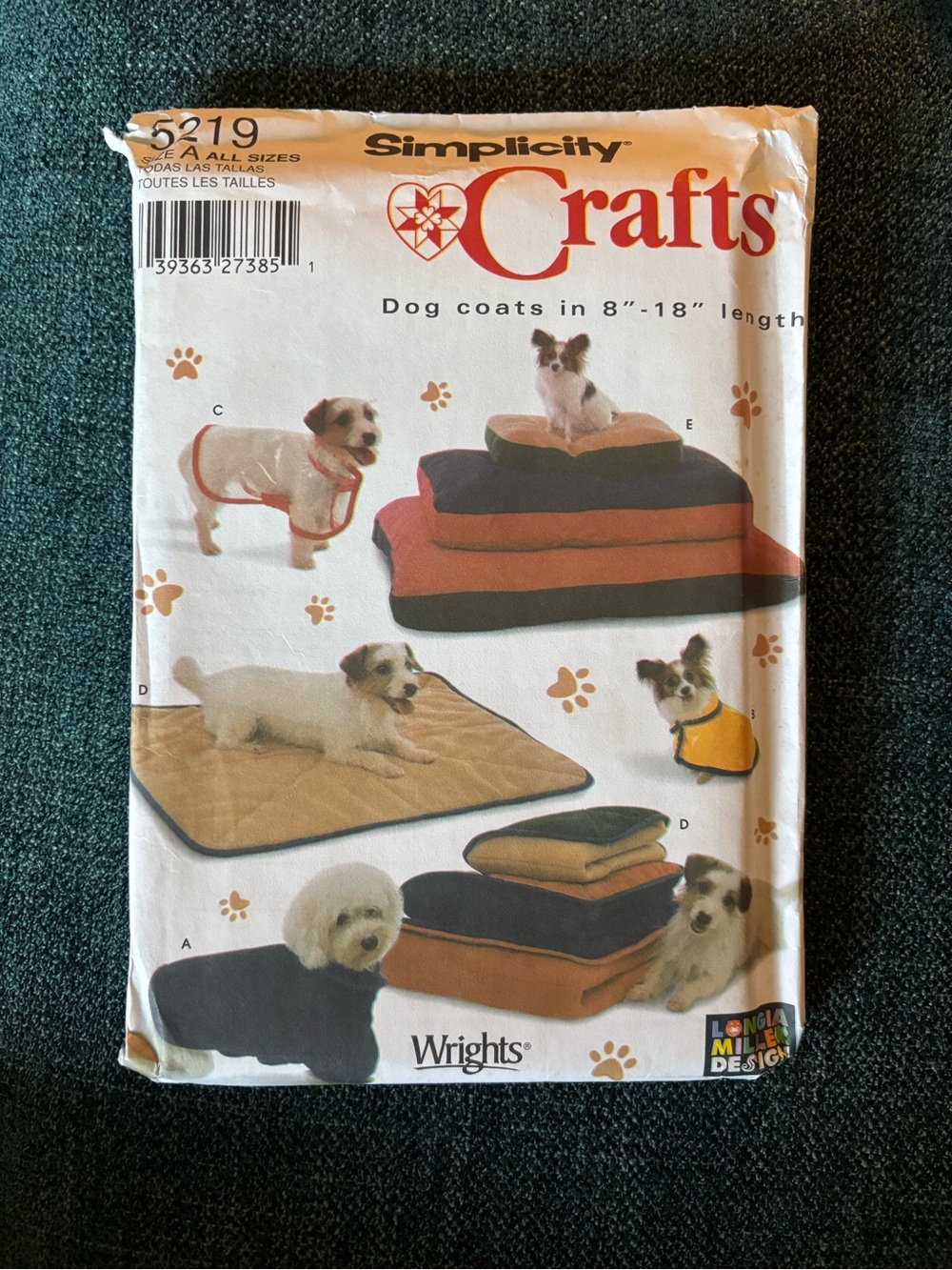 Simplicity #5219 Crafts Sewing Pattern for pet dog coats, beds, and blankets